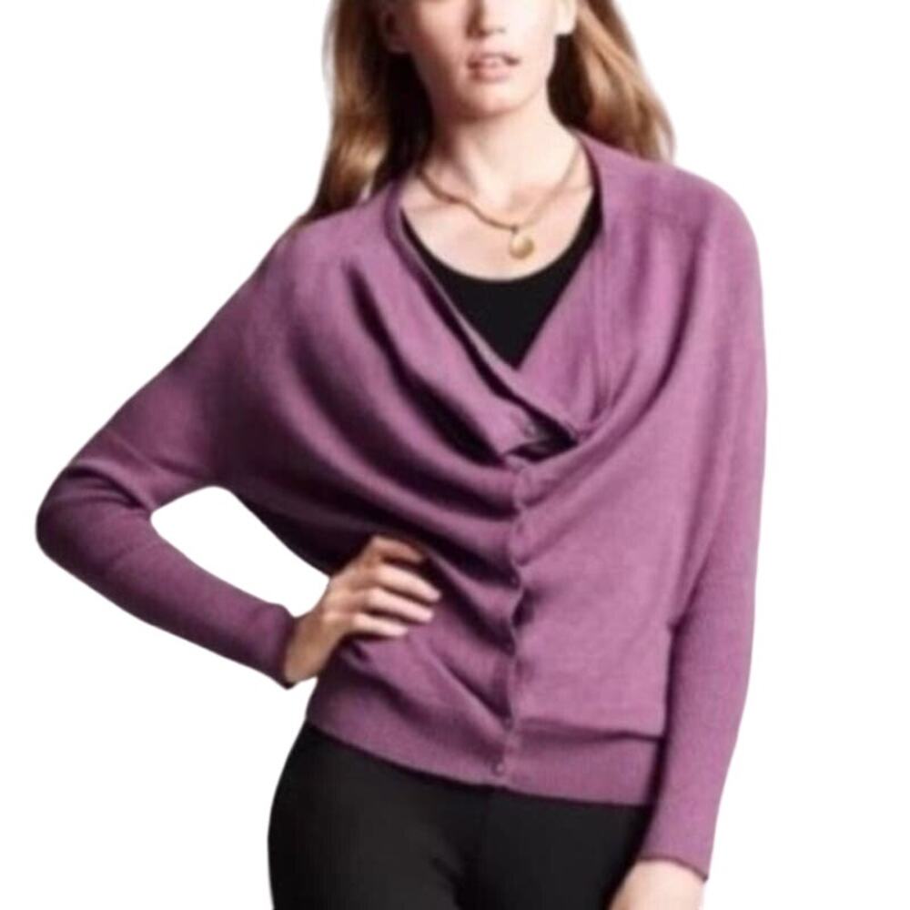 Eileen Fisher Sweater Small  100% Organic Cotton Cowl Neck Cardigan Lagenlook PS - Picture 9 of 9